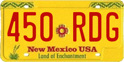 NM license plate 450RDG