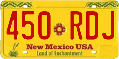 NM license plate 450RDJ