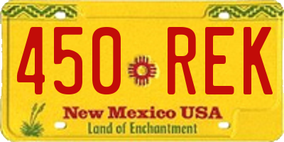 NM license plate 450REK