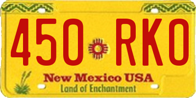 NM license plate 450RKO