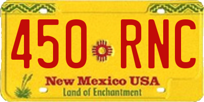 NM license plate 450RNC