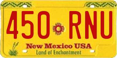 NM license plate 450RNU