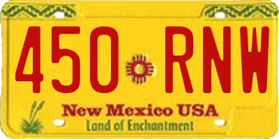 NM license plate 450RNW