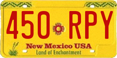 NM license plate 450RPY