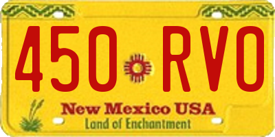 NM license plate 450RVO