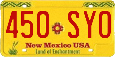 NM license plate 450SYO