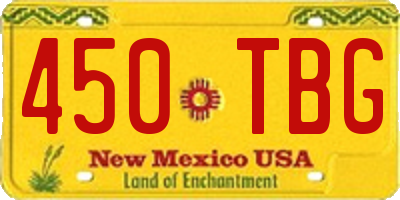 NM license plate 450TBG
