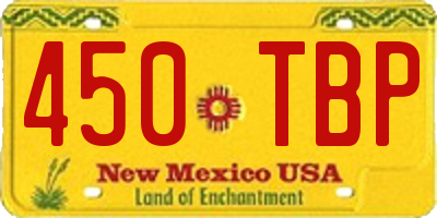 NM license plate 450TBP
