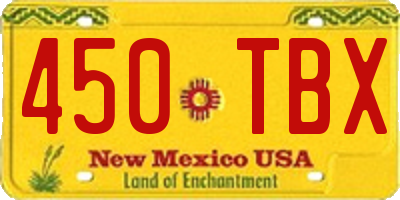 NM license plate 450TBX
