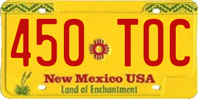 NM license plate 450TOC