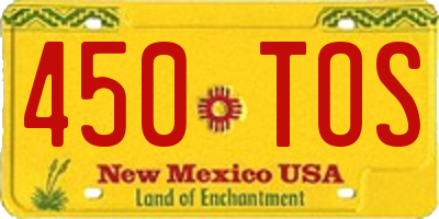 NM license plate 450TOS