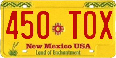 NM license plate 450TOX