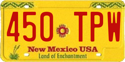 NM license plate 450TPW