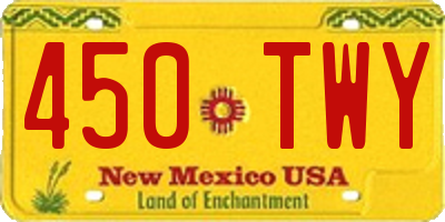 NM license plate 450TWY