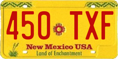 NM license plate 450TXF