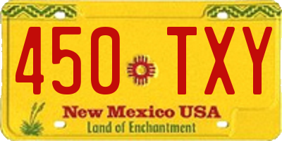 NM license plate 450TXY