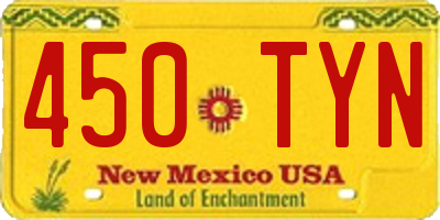 NM license plate 450TYN