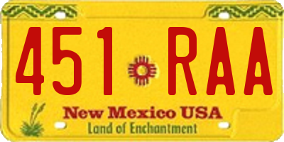 NM license plate 451RAA