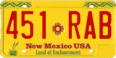 NM license plate 451RAB