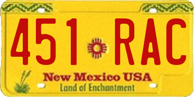 NM license plate 451RAC