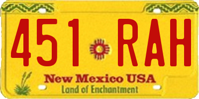 NM license plate 451RAH