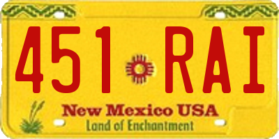 NM license plate 451RAI