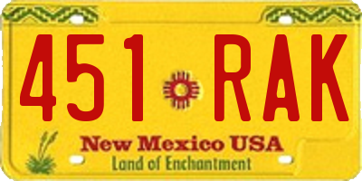 NM license plate 451RAK