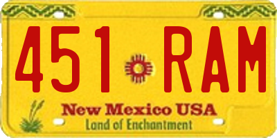 NM license plate 451RAM