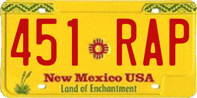 NM license plate 451RAP