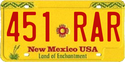 NM license plate 451RAR