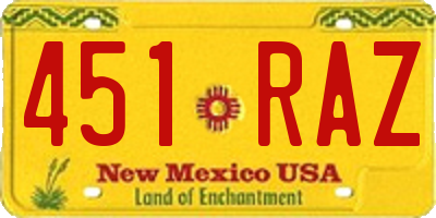 NM license plate 451RAZ