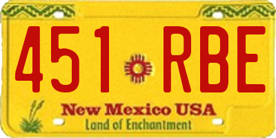NM license plate 451RBE