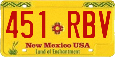 NM license plate 451RBV