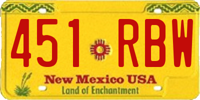 NM license plate 451RBW