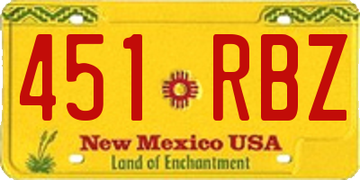NM license plate 451RBZ