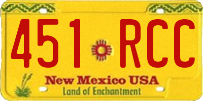 NM license plate 451RCC