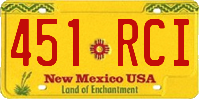 NM license plate 451RCI