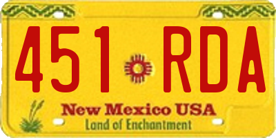 NM license plate 451RDA