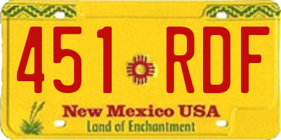 NM license plate 451RDF