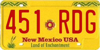 NM license plate 451RDG