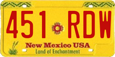 NM license plate 451RDW