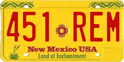 NM license plate 451REM