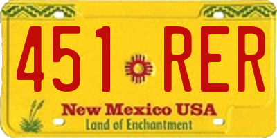 NM license plate 451RER