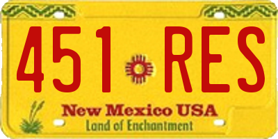 NM license plate 451RES