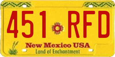 NM license plate 451RFD