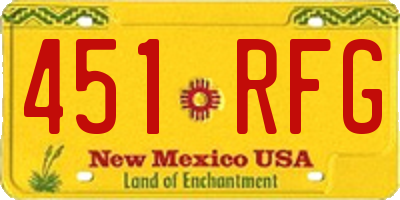 NM license plate 451RFG