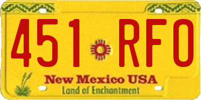 NM license plate 451RFO