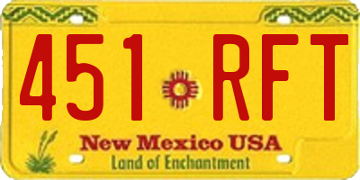 NM license plate 451RFT
