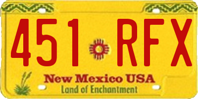 NM license plate 451RFX
