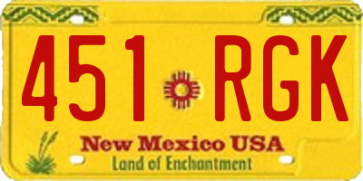 NM license plate 451RGK